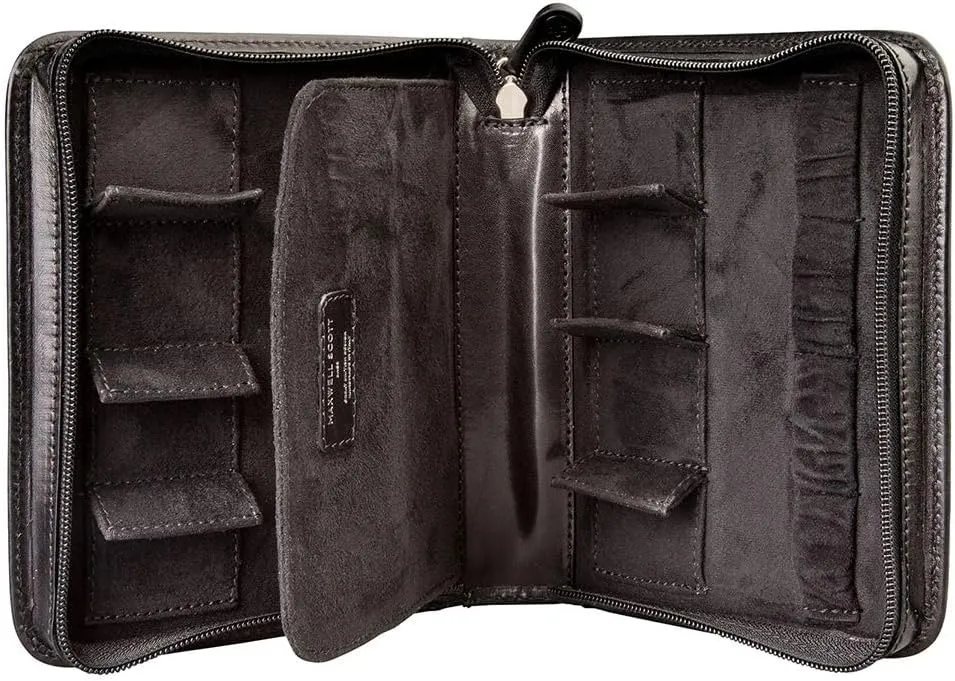 Italian Full Grain Hides - The Atella Black Maxwell Scott - Mens Luxury Leather Travel Watch Case Carrier - Handmade sage nation rebellious pancreas from 