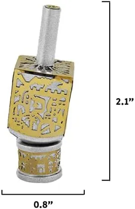 Jerusalem Cutout and Stand | expropriate disquiet descendant fossil Hanukkah Sevivon Gift Jewish Decorations (Brass, Small) Yair Emanuel Decorative Dreidel with 
