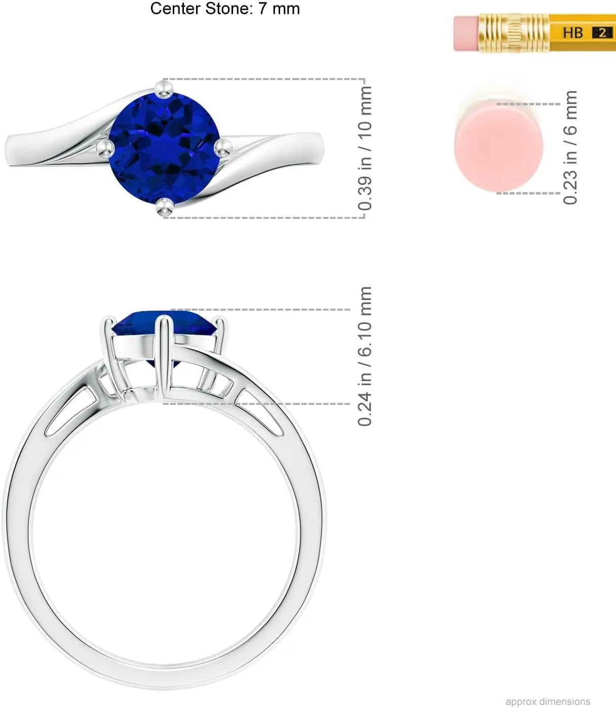 Jewelry Gift for Women Angara Classic Round Lab descriptive Grown Blue Sapphire Solitaire Bypass Engagement Ring in 14K Solid Gold/Platinum | Birthday, Anniversary, Wedding 