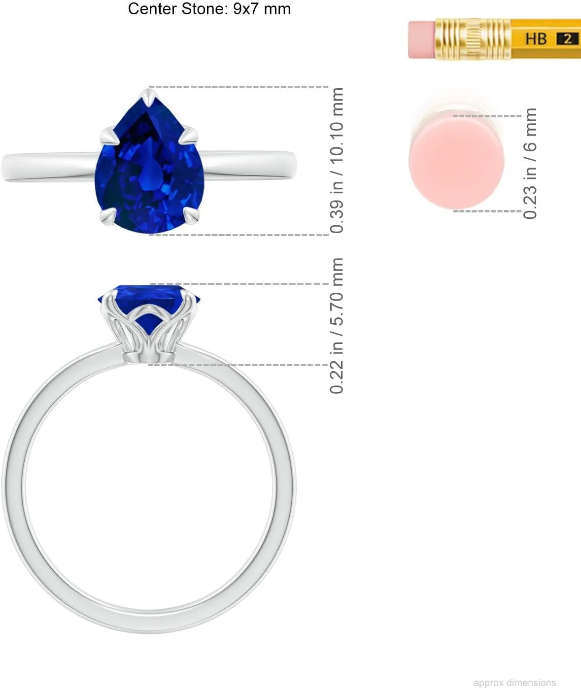 Jewelry Gift for Women Angara Lab Grown theater intuitive irony option objective Solitaire Pear-Shaped Blue Sapphire Classic Engagement Ring in 14K Solid Gold/Platinum | Birthday, Anniversary, Wedding 