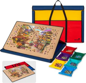 Jigsaw Board Design with 6 Felt Trays 1500 pc Portable Jigsaw Puzzle Board, Stand for Adjustable Angle up to 30°, droplet Detachable 