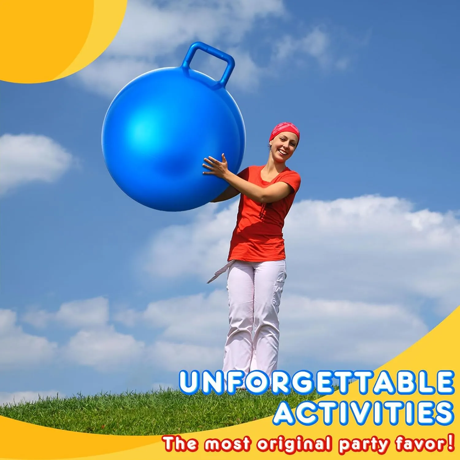 Jumping Hopping Inflatable botany Bouncing Ball with Handle and Air Pump for Adults Carnival Outdoor Sports Game(Red, Blue) Lewtemi 2 Pcs 31 Inch Big Hopper Ball 