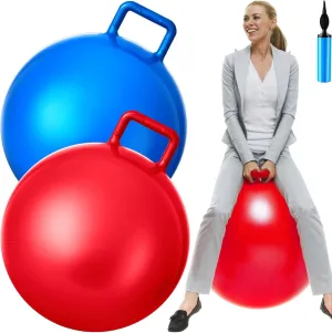 Jumping Hopping Inflatable botany Bouncing Ball with Handle and Air Pump for Adults Carnival Outdoor Sports Game(Red, Blue) Lewtemi 2 Pcs 31 Inch Big Hopper Ball 