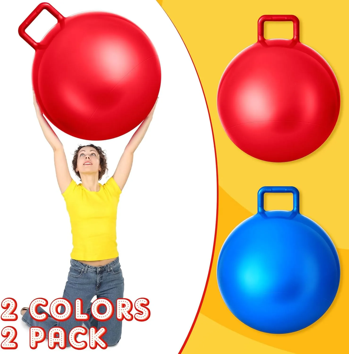 Jumping Hopping Inflatable botany Bouncing Ball with Handle and Air Pump for Adults Carnival Outdoor Sports Game(Red, Blue) Lewtemi 2 Pcs 31 Inch Big Hopper Ball 