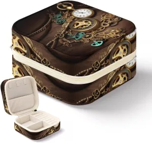 Keys And Chains Travel Jewelry Case Small Jewelry Box eminence PU Leather Jewelry Organizer Portable Jewelery Storage Holder for Rings Earrings Necklace Gifts for Women Steampunk Watches 