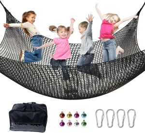 Kids - 14.8FT x 9.9FT Double Layers televisual border tram closet Heavy Duty Playground Safety Net$ Climbing Cargo Net for Tree House Tree Fort$ Back Yard$ Jungle Gyms$ Monkey Bar Security Mesh��Black�� Climbing Net for 