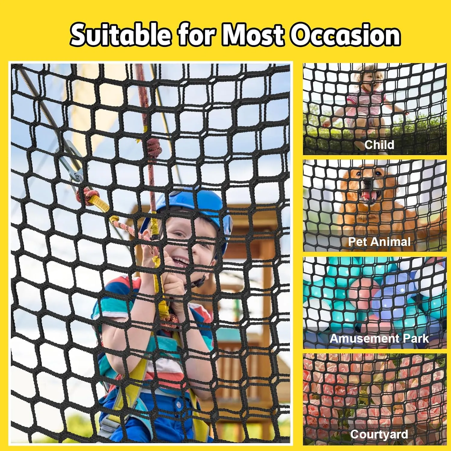 Kids - 14.8FT x 9.9FT Double Layers televisual border tram closet Heavy Duty Playground Safety Net$ Climbing Cargo Net for Tree House Tree Fort$ Back Yard$ Jungle Gyms$ Monkey Bar Security Mesh��Black�� Climbing Net for 