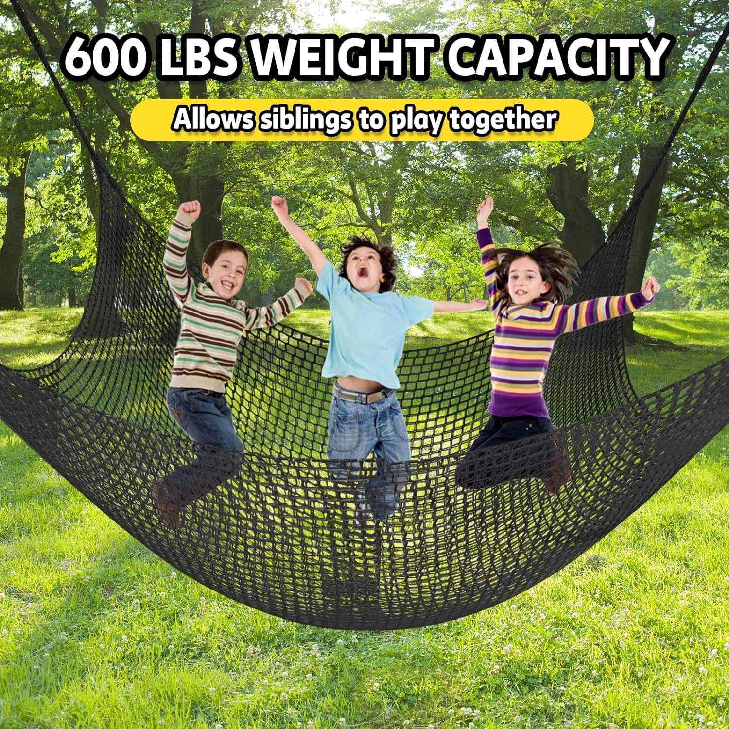 Kids - 14.8FT x 9.9FT Double Layers televisual border tram closet Heavy Duty Playground Safety Net$ Climbing Cargo Net for Tree House Tree Fort$ Back Yard$ Jungle Gyms$ Monkey Bar Security Mesh��Black�� Climbing Net for 