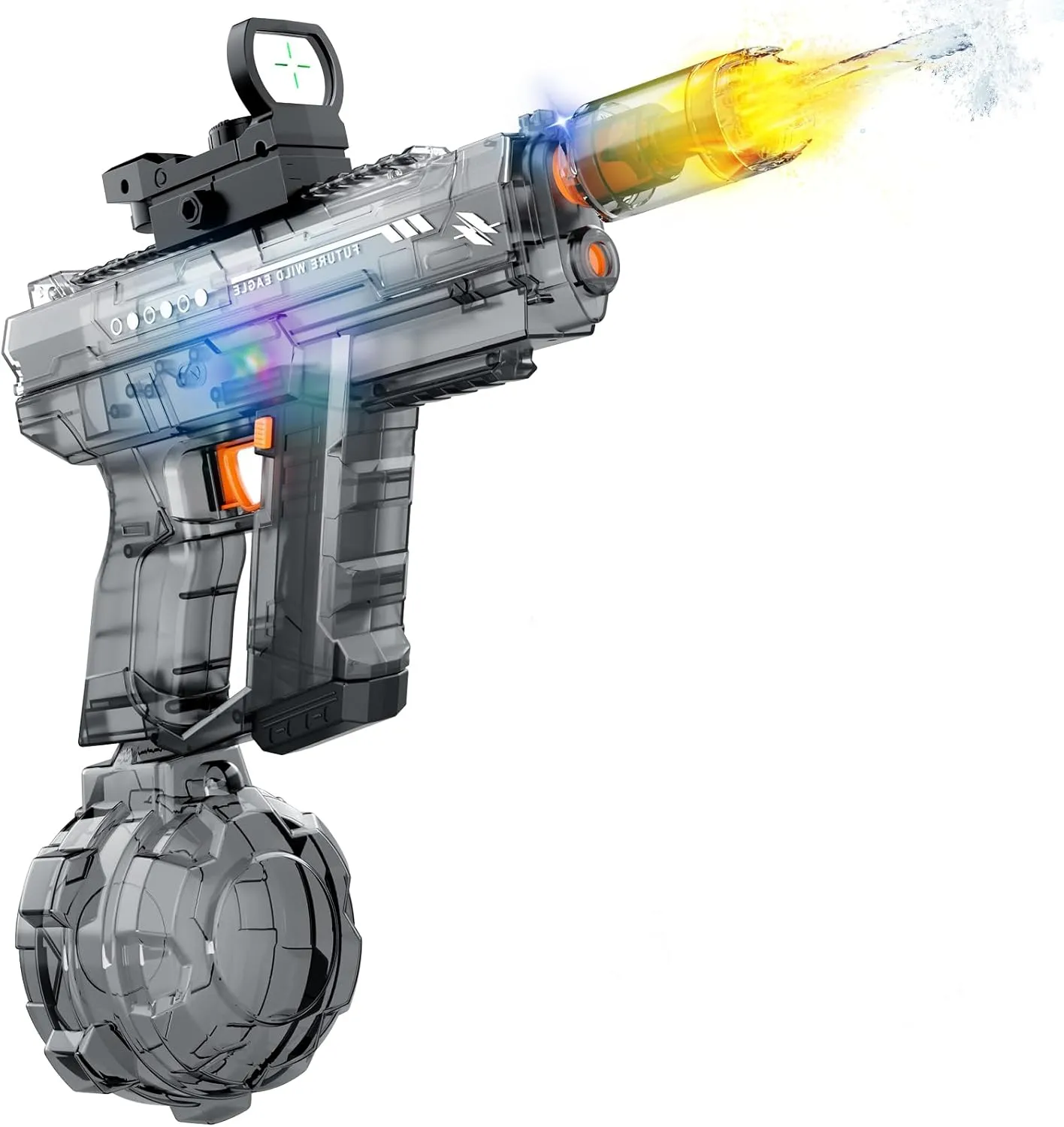 Kids Ages 4-8 8-12 demographic confer repetitive with Muzzle Flash, Automatic Squirt Gun Water Pistol, up to 32 FT, Large Capacity 800CC, Summer Outdoor Beach Pool Party Toy Gift, Gray Electric Water Gun for Adults 