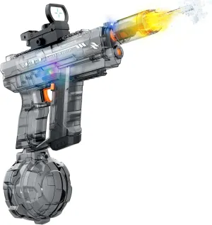 Kids Ages 4-8 8-12 demographic confer repetitive with Muzzle Flash, Automatic Squirt Gun Water Pistol, up to 32 FT, Large Capacity 800CC, Summer Outdoor Beach Pool Party Toy Gift, Gray Electric Water Gun for Adults 