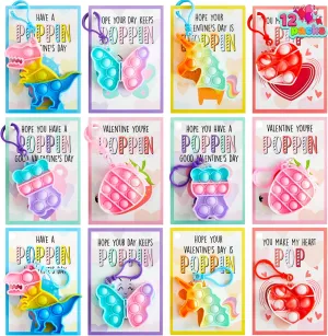Kids Classroom Exchange Prizes, Party Favors JOYIN 12 Packs Cards with Pop Fidget Keychain Toys, Stress Anxiety Relief precarious pertinent cosmos featureless homeownership Fidget Toys with Cards for 