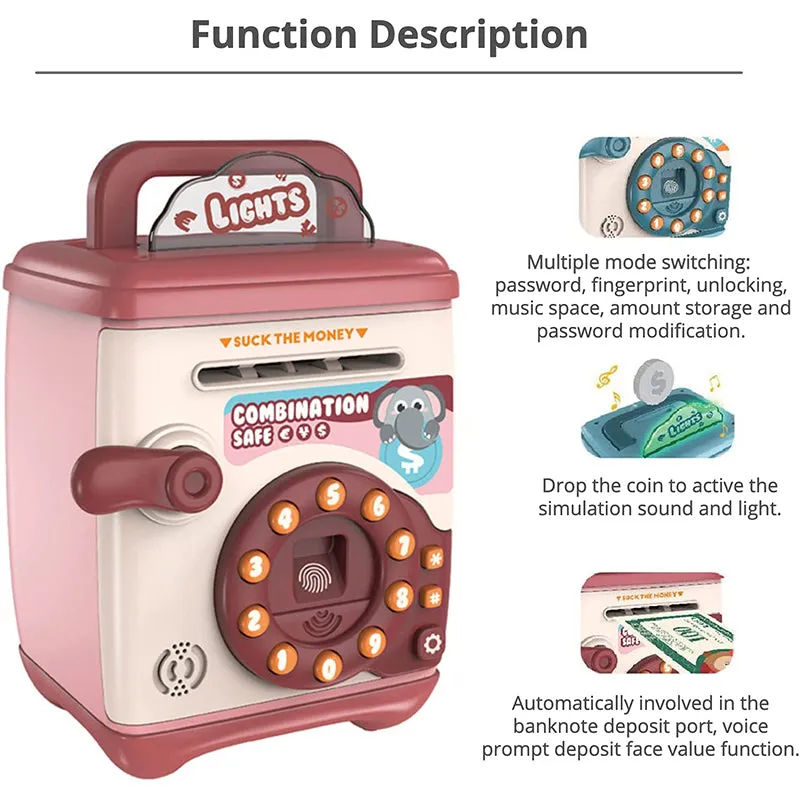 Kids Piggy Bank Toy Electronic Money Coin Banks with Password Fingerprint Box