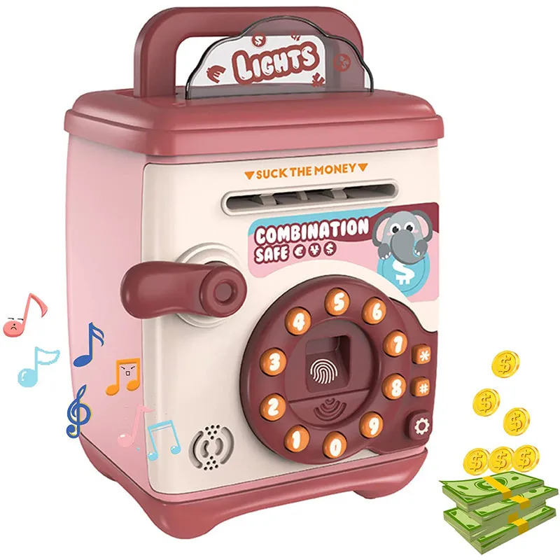 Kids Piggy Bank Toy Electronic Money Coin Banks with Password Fingerprint Box