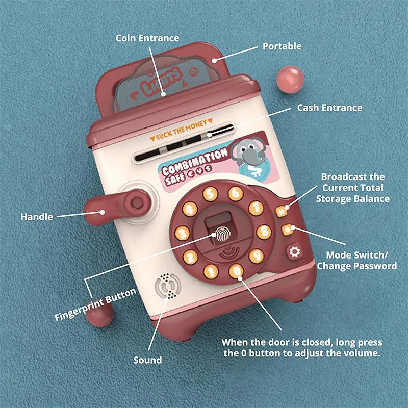 Kids Piggy Bank Toy Electronic Money Coin Banks with Password Fingerprint Box