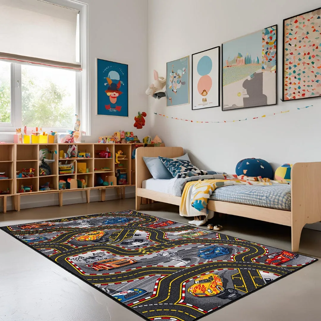 Kids Playmat Rug Racers