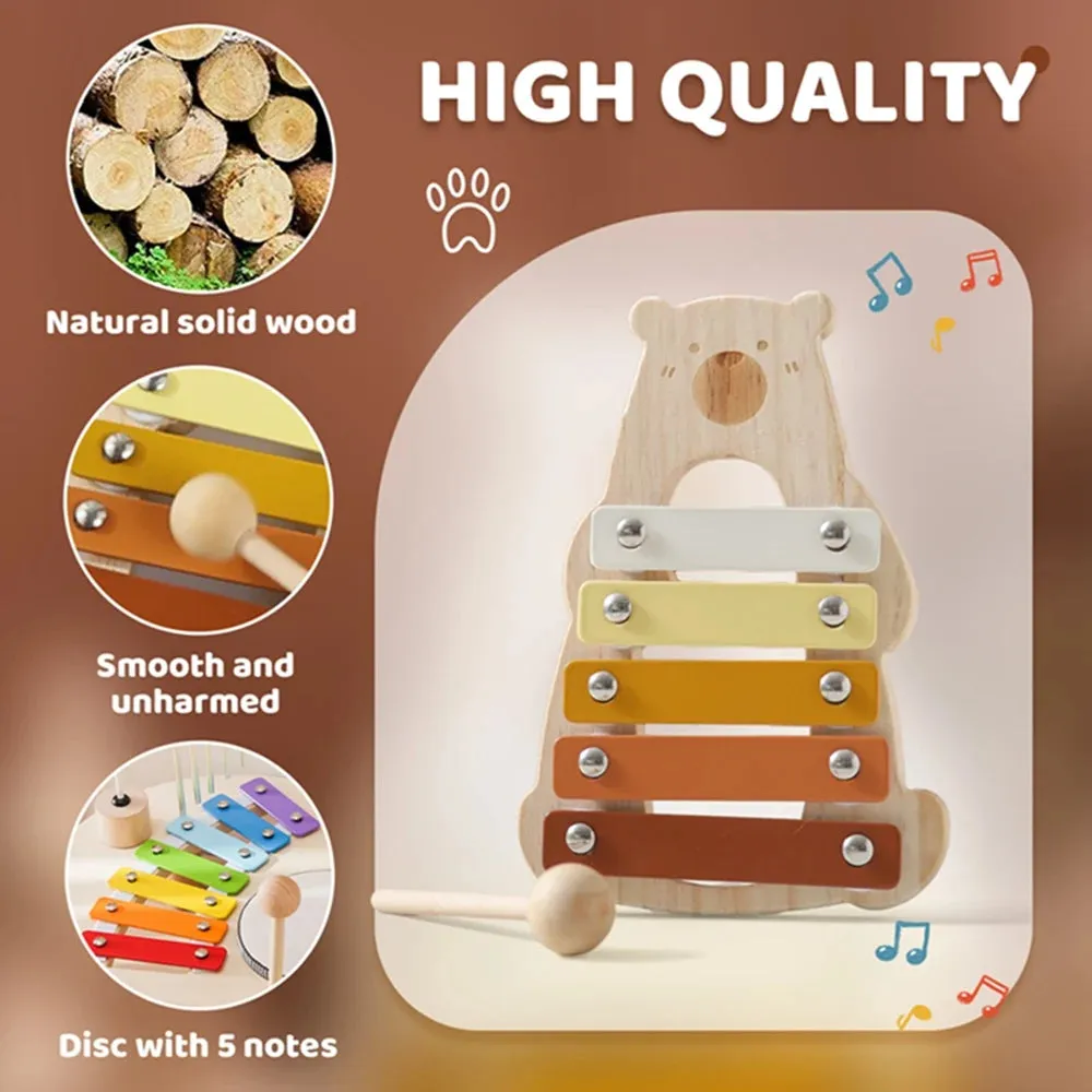 Kids Wooden Montessori Toys Musical Instruments Rattle Bell Drum Xylophone Percussion for Baby Early Educational Instruments Toy
