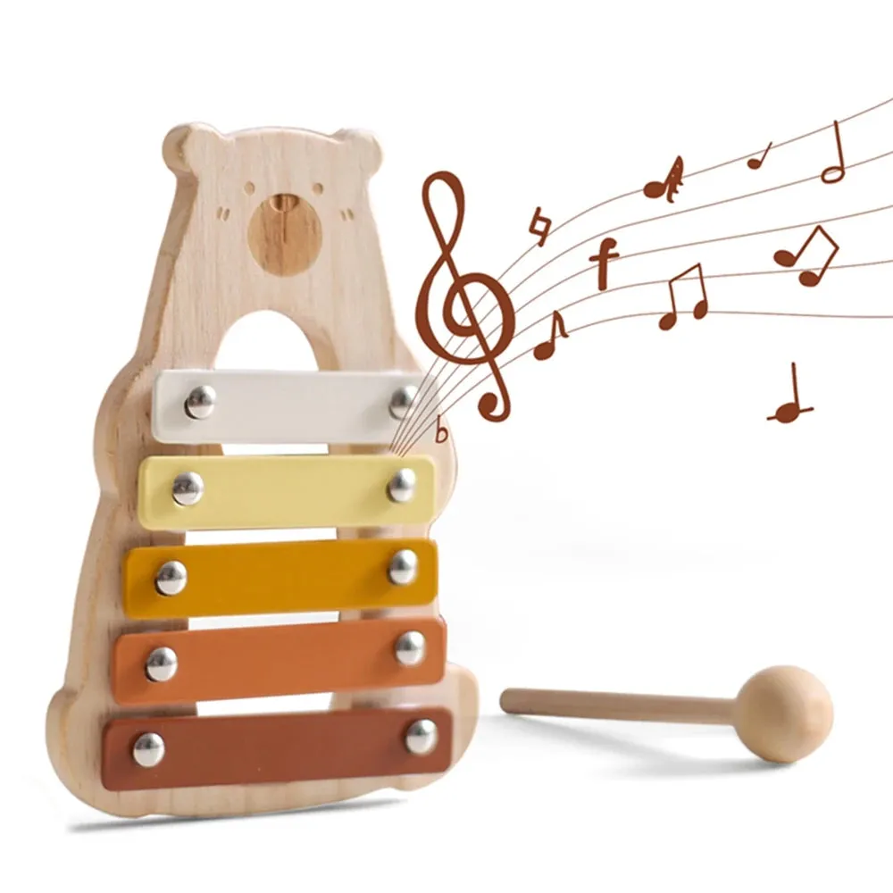 Kids Wooden Montessori Toys Musical Instruments Rattle Bell Drum Xylophone Percussion for Baby Early Educational Instruments Toy