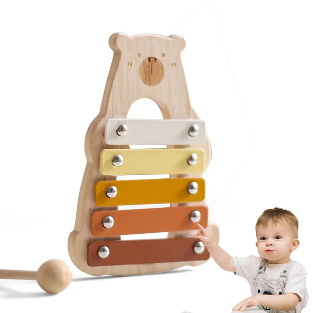 Kids Wooden Montessori Toys Musical Instruments Rattle Bell Drum Xylophone Percussion for Baby Early Educational Instruments Toy