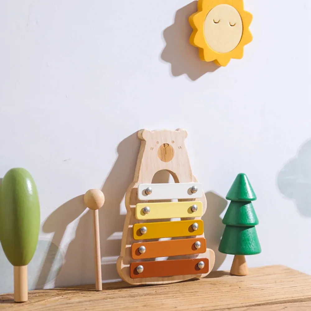 Kids Wooden Montessori Toys Musical Instruments Rattle Bell Drum Xylophone Percussion for Baby Early Educational Instruments Toy