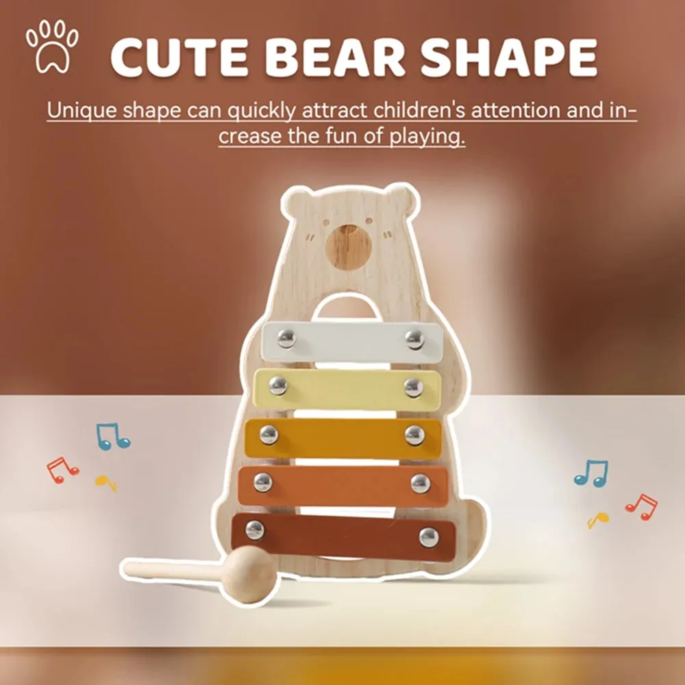 Kids Wooden Montessori Toys Musical Instruments Rattle Bell Drum Xylophone Percussion for Baby Early Educational Instruments Toy