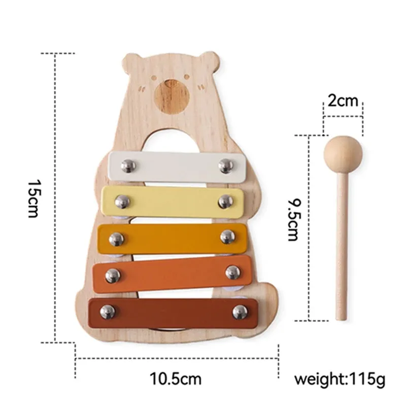 Kids Wooden Montessori Toys Musical Instruments Rattle Bell Drum Xylophone Percussion for Baby Early Educational Instruments Toy