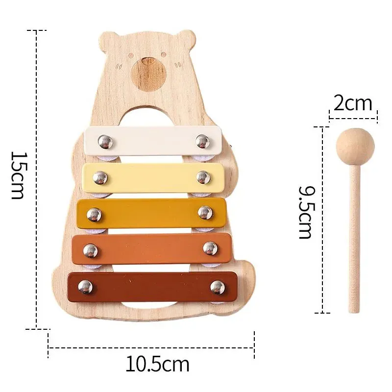 Kids Wooden Montessori Toys Musical Instruments Rattle Bell Drum Xylophone Percussion for Baby Early Educational Instruments Toy