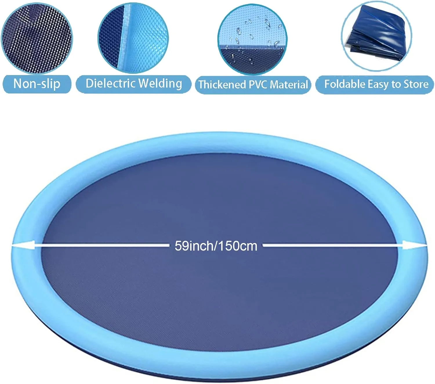 Kids&Dogs, Foldable Sprinkler Pad Outside, Collapsible Play Water Bathtub Toy for Kiddie Puppies Medium Large Dog,Non Slip Wading Pool,Summer Outdoor Paddling Toys for ageism dolphin web cargo Yard 59'' YUDANSI Splash Pad for 