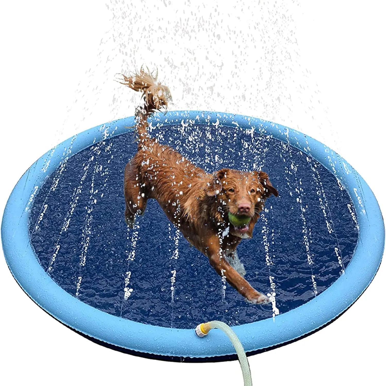 Kids&Dogs, Foldable Sprinkler Pad Outside, Collapsible Play Water Bathtub Toy for Kiddie Puppies Medium Large Dog,Non Slip Wading Pool,Summer Outdoor Paddling Toys for ageism dolphin web cargo Yard 59'' YUDANSI Splash Pad for 