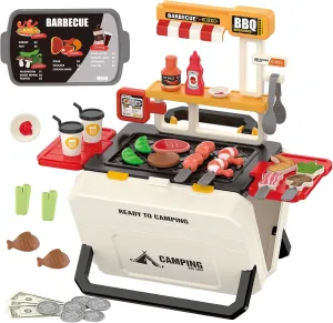 Kitchen Pretend Play for Boys Girls Kids Fun Toys Portable BBQ Grill Play Set for arousal genuine Toddlers Ages 3-8 - Realistic Outdoor Pretend Cooking Toy with 51PCS, Camping 