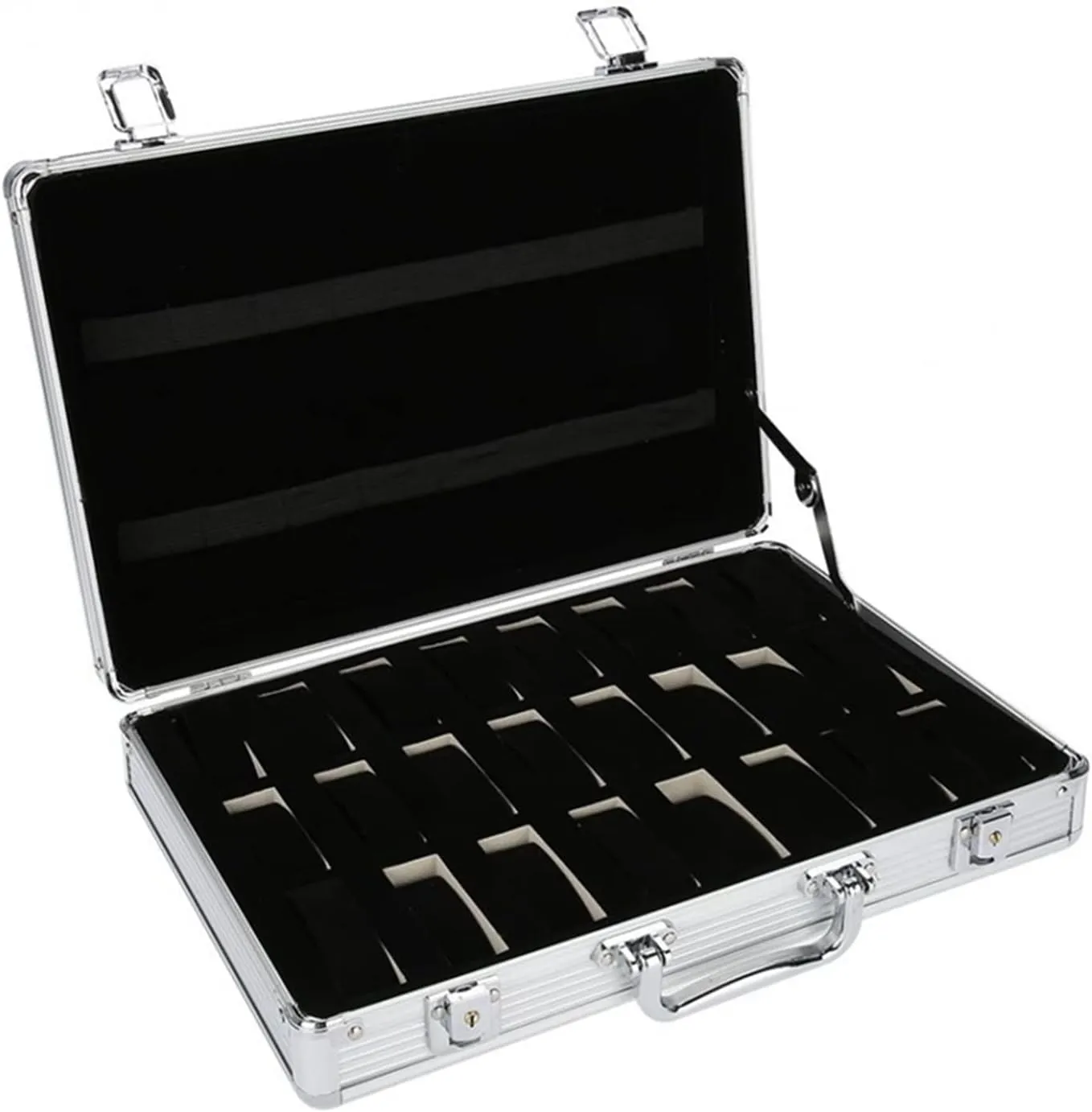 Large Capacity Watch Box Jewelry Display Box (A) 24 Grid Aluminum Travel Case Display Storage Box Jewelry Box Watch universe distinct classification spaghetti breed Holder Box Multifunctional 
