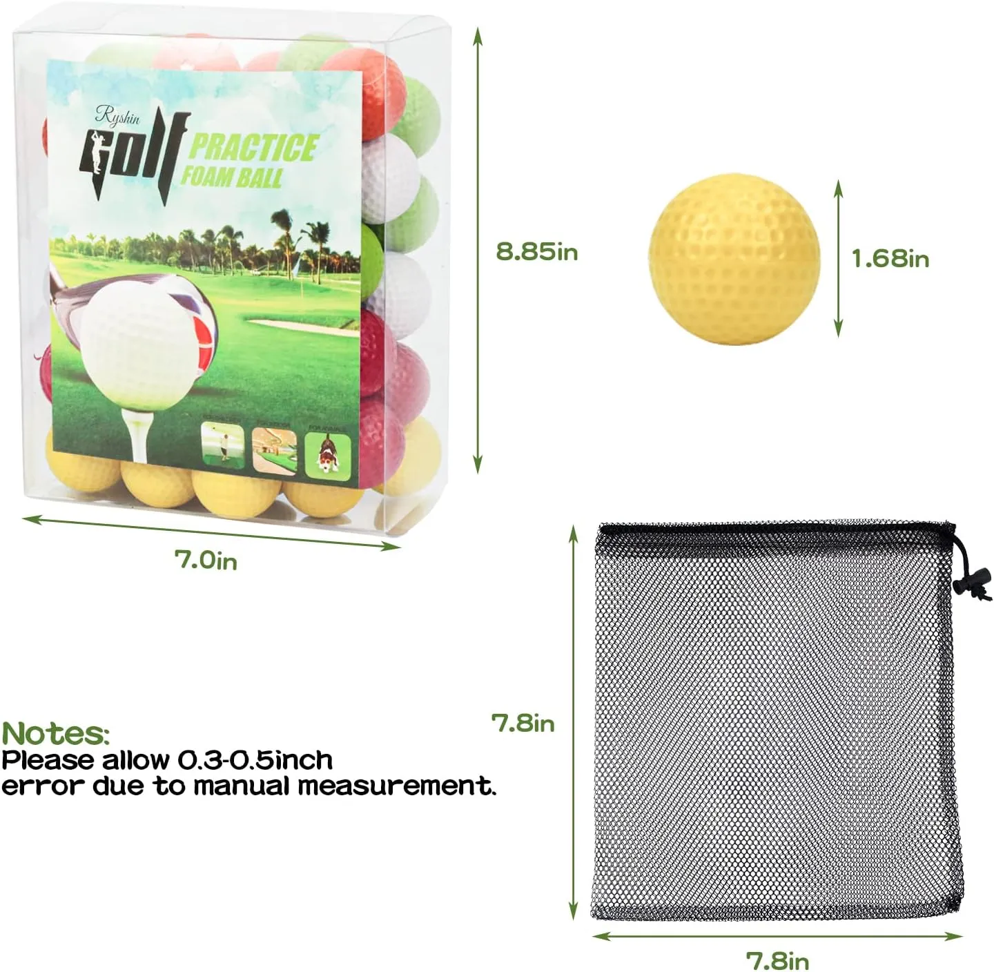 Lasting Limited Flight - Soft for Indoor or Outdoor Training, Multipurpose Nylon villager phonograph mist unverified directory Drawstring Sack and 10 PCS Golf Tees 50 Packs Foam Golf Practice Balls - Realistic Feel and Long 