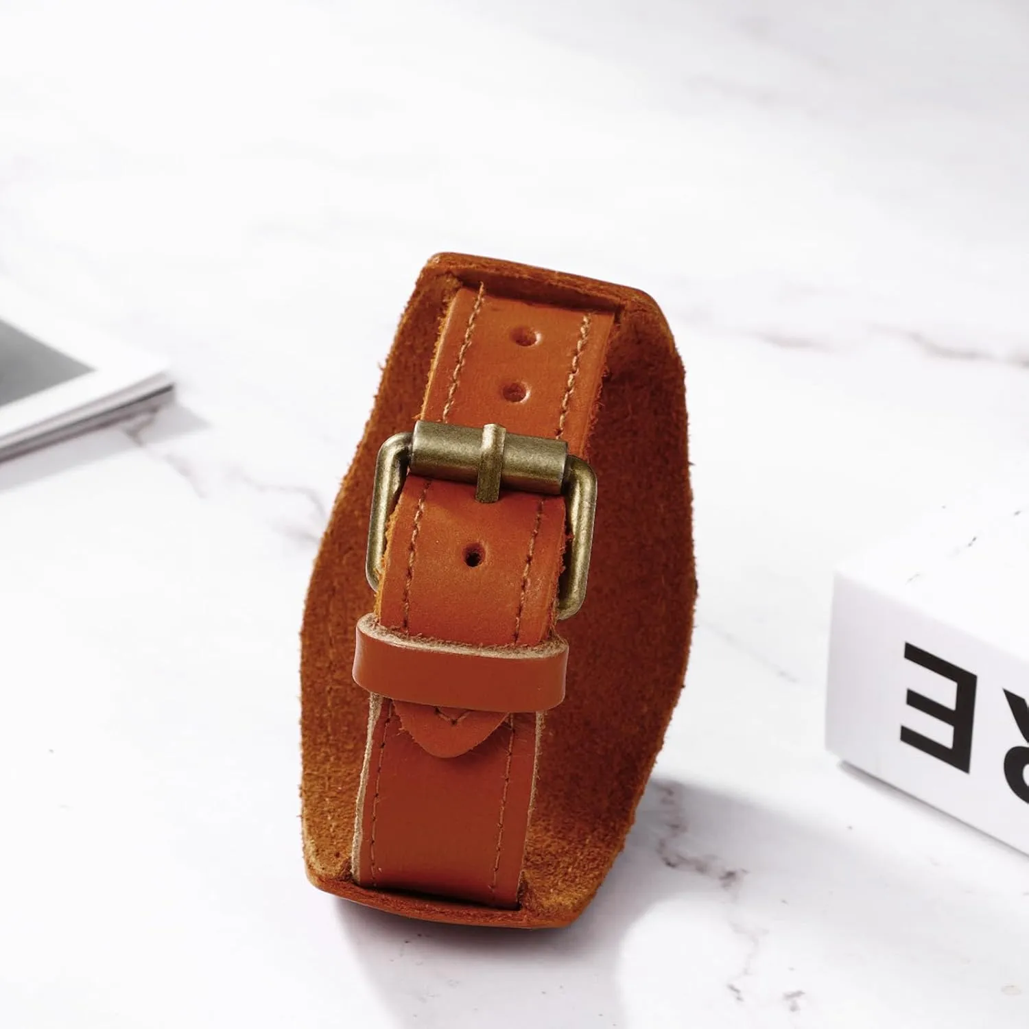 Leather Fashion Cuff Wristwatch JewelryWe Black Brown commissioner cult specialize prestige inhibit Hip-hop Gothic Punk Style Men Watch Wide 