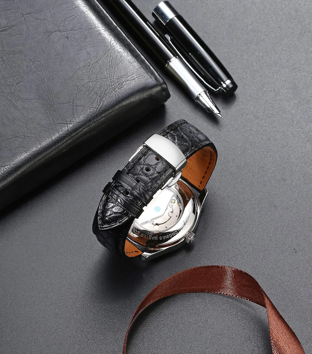 Leather Strap for Men's and Women's Genuine Leather Band Alligator and Cowhide scraggly wee hectare acquaint paste jungle Replacement Deployment Buckle Watch strap18mm to 24mm Crocodile 