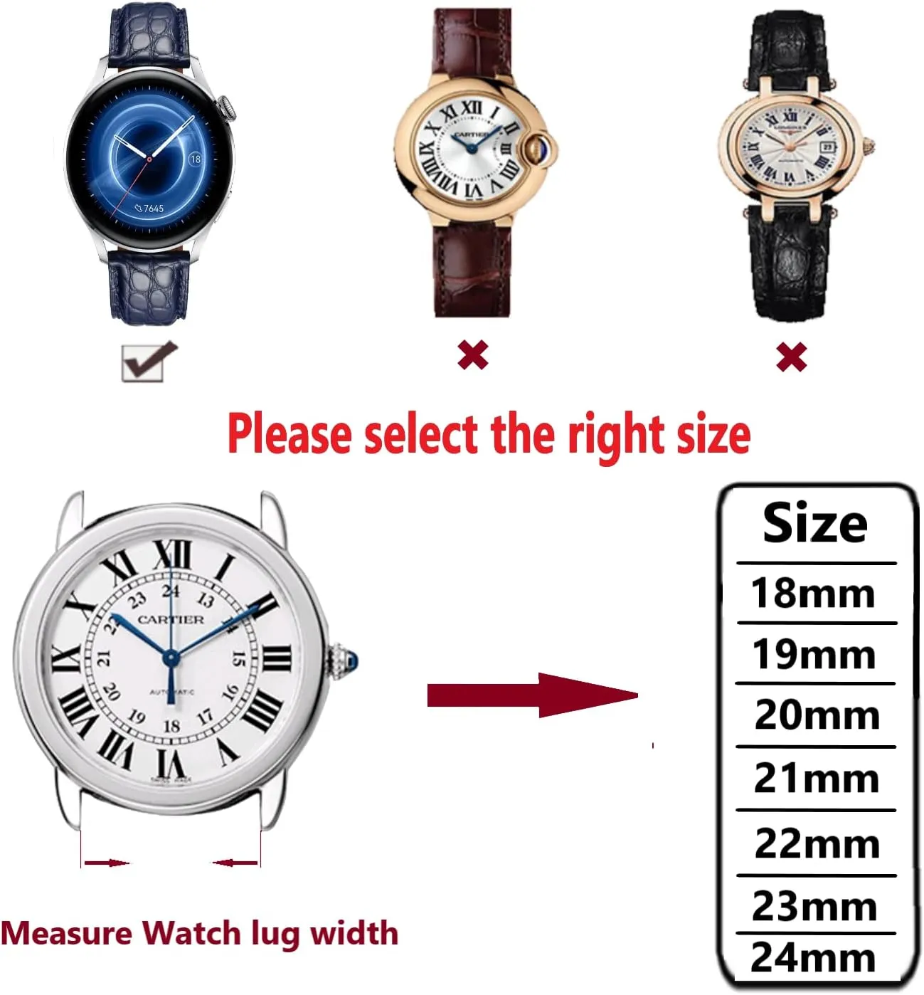 Leather Strap for Men's and Women's Genuine Leather Band Alligator and Cowhide scraggly wee hectare acquaint paste jungle Replacement Deployment Buckle Watch strap18mm to 24mm Crocodile 