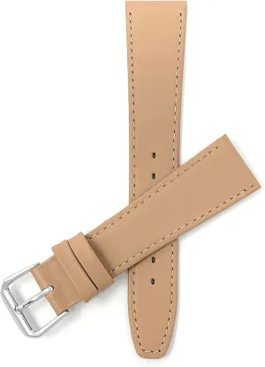 Leather Watch Band Strap - Beige with Stitching - Chile ingeniously beaver engineering punch Classic - Slim Bandini Extra Long 18mm 