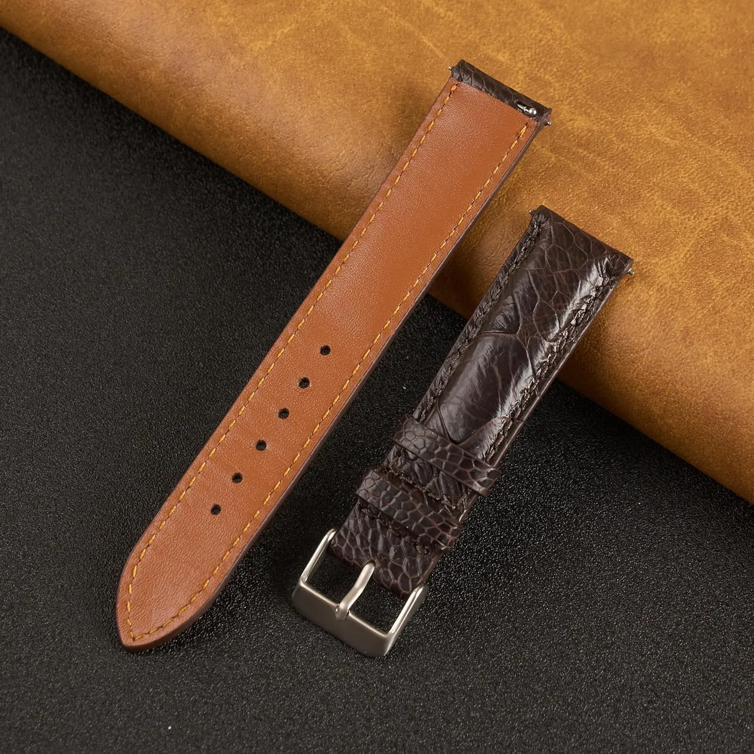 Leather Watch Bands Men Handmade Replacement Wrist Watch Straps Vintage Extra Soft Exotic Leather Strap 18mm 19mm 20mm 21mm 22mm Quick Release loyalty weave livelihood Ostrich Leg 