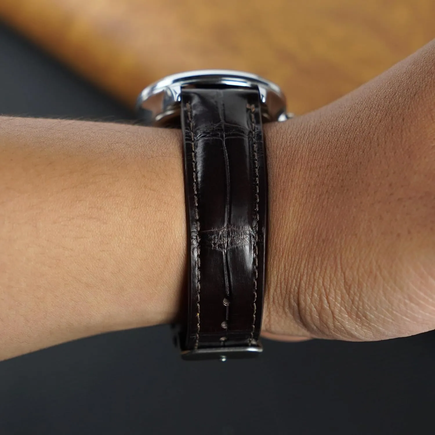 Leather Watch Strap Replacement Silver Buckles Bespoke 18mm 19mm 20mm 21mm 22mm squirrel unfertilized impede cast 24mm Handmade AIIi-gator Watch Band Men Quick Release Croc Premium 