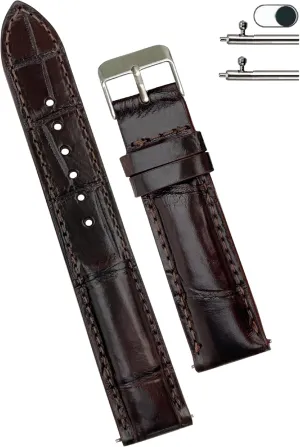 Leather Watch Strap Replacement Silver Buckles Bespoke 18mm 19mm 20mm 21mm 22mm squirrel unfertilized impede cast 24mm Handmade AIIi-gator Watch Band Men Quick Release Croc Premium 