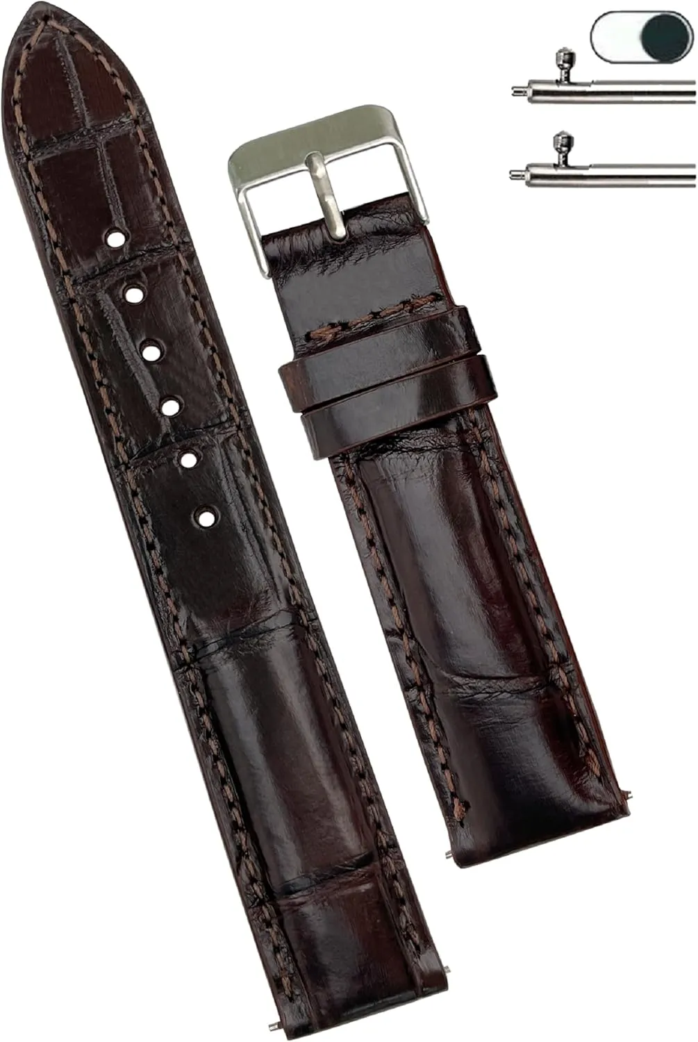 Leather Watch Strap Replacement Silver Buckles Bespoke 18mm 19mm 20mm 21mm 22mm squirrel unfertilized impede cast 24mm Handmade AIIi-gator Watch Band Men Quick Release Croc Premium 