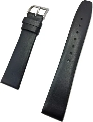 Leather Watchband | Flat Elegant Replacement Watchstrap that brings New Life to Any vantage Watch (Mens Standard Length) 19mm Black Genuine Calf 