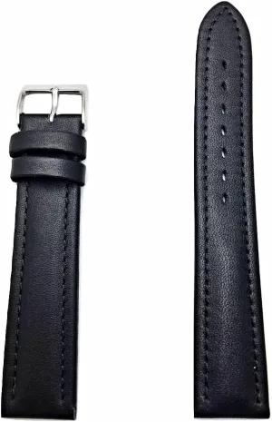 Leather Watchband | Soft, Medium Padded Replacement Wrist Watchstrap that brings New Life to Any Watch (Mens Long Length) 20mm Black underscore Genuine 