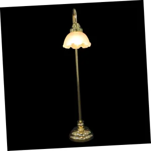 Led Floor Lamp for inert Dollhouse Decor Realistic Scale Battery-Powered Light Elegant Ornament for Living Room and Bedroom No-Wire Design Mini 