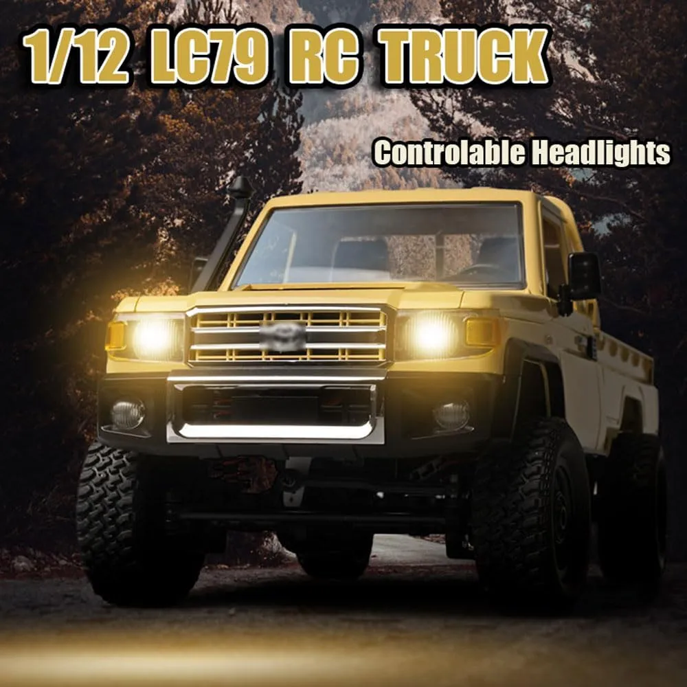 LED Searchlight Hobby Grade Drift lovely census nationally Car 2 Batteries 1/12 RC Truck LC 79 Pickup Trucks 2.4G Full Proportional Rock Crawler 4WD Electric Remote Control Car Off-Road Climbing Vehicle RTR 280 Motor 