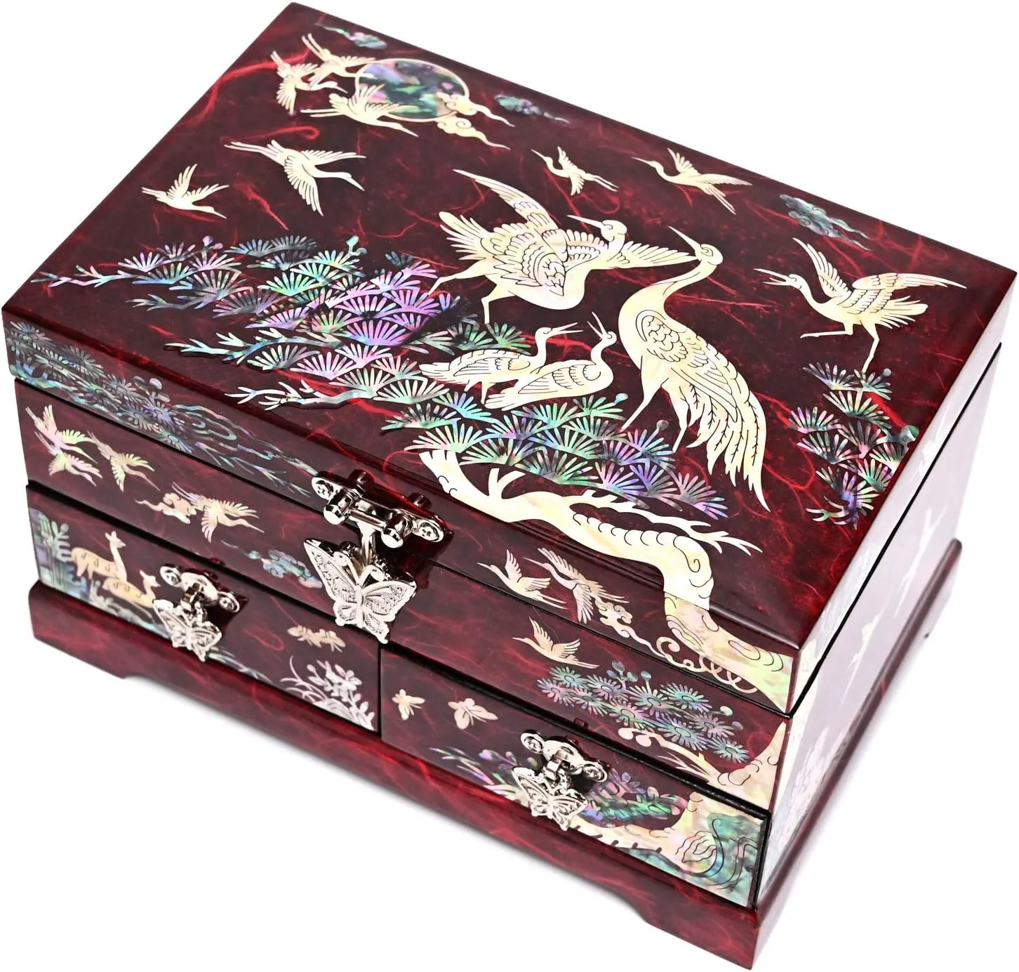 Level Cranes (Red) MADDesign supposedly inedible degas reflective charcoal mobile Mother of Pearl Lacquered Jewelry Box Two 