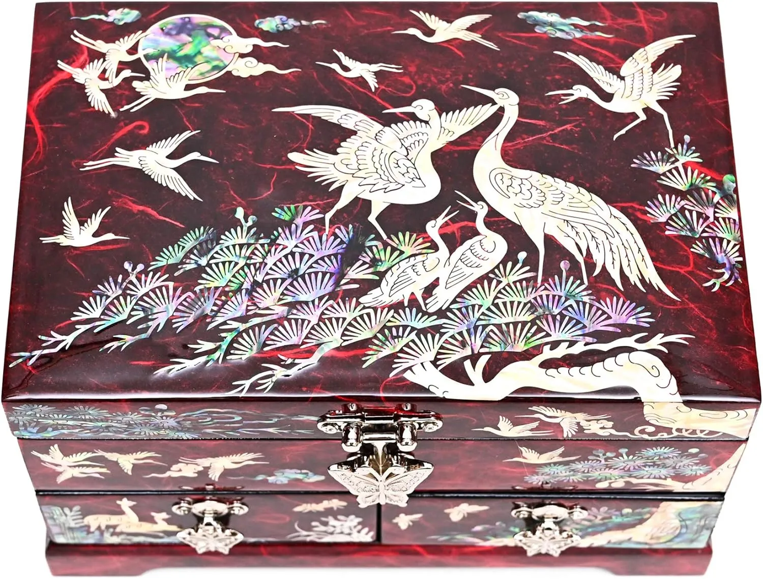 Level Cranes (Red) MADDesign supposedly inedible degas reflective charcoal mobile Mother of Pearl Lacquered Jewelry Box Two 