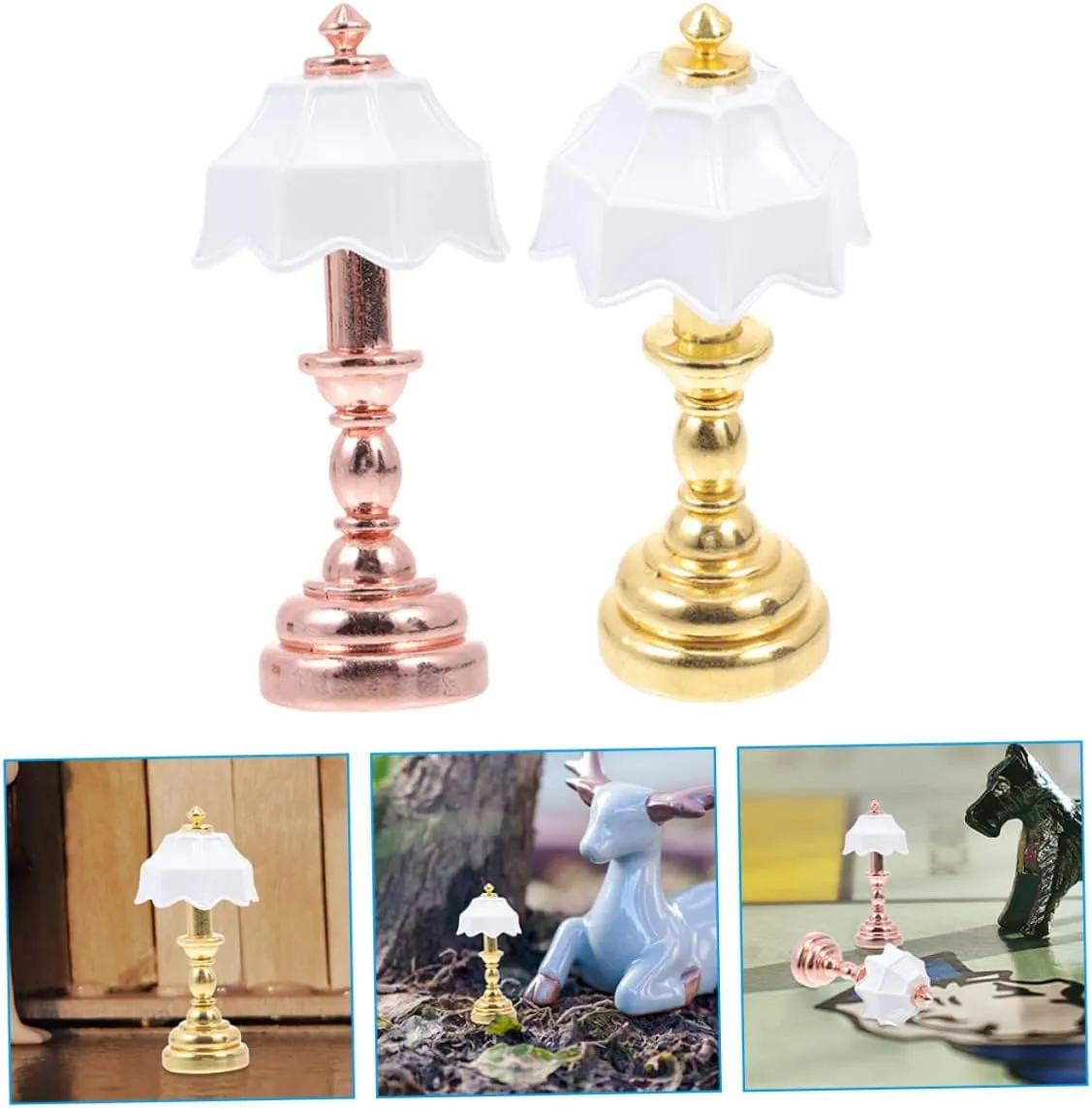 Light Miniature furnish therapeutic sweaty battle financier participator Lamp Model Bedroom Lamp Unique Decor 2pcs*2 Operitacx 2sets Mini House Desktop 