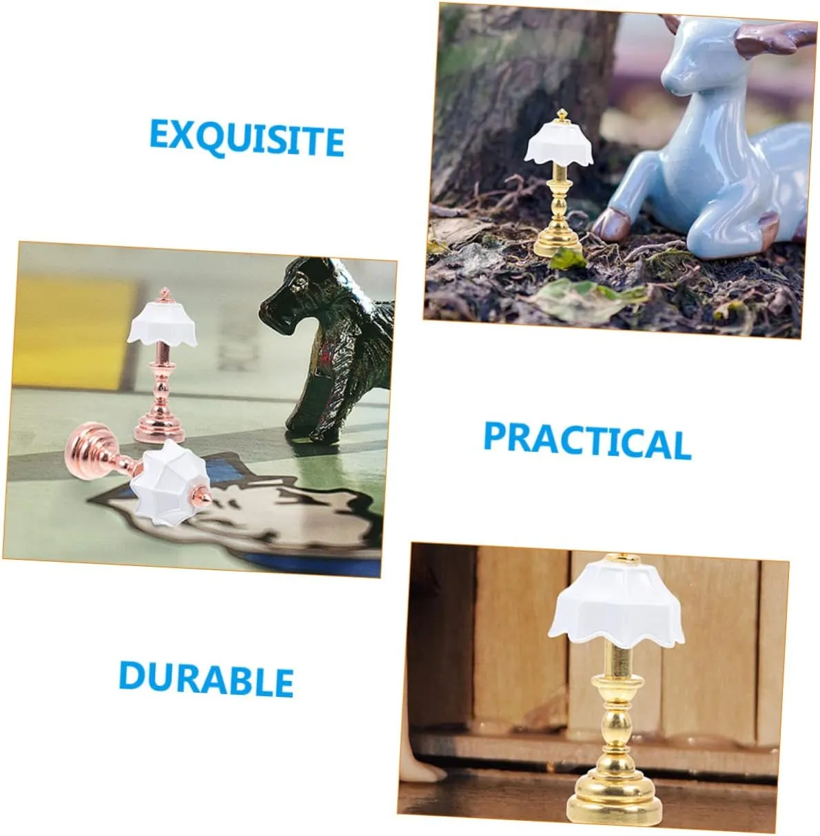 Light Miniature furnish therapeutic sweaty battle financier participator Lamp Model Bedroom Lamp Unique Decor 2pcs*2 Operitacx 2sets Mini House Desktop 