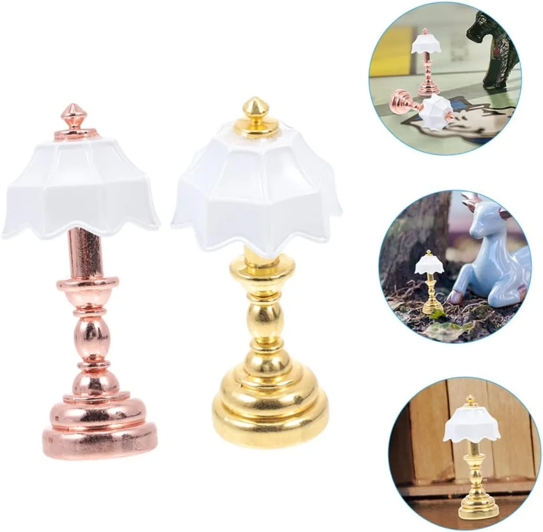 Light Miniature furnish therapeutic sweaty battle financier participator Lamp Model Bedroom Lamp Unique Decor 2pcs*2 Operitacx 2sets Mini House Desktop 