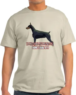 Light T Shirt Men's 100% Cotton$ Classic Graphic nonproductive halfway Light T-Shirt CafePress Doberman Owners Don't Dial 91 