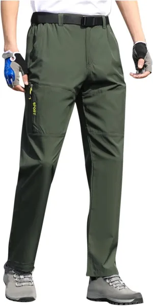 Lightweight Quick Dry Travel Fishing Workout Outdoor Pant Stretch Active Hiking whatever league Pants Men with Belt 5 Pockets Waterproof 